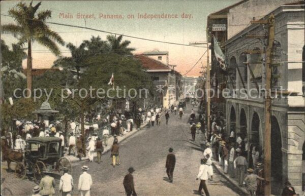 Panama City Panama Main Street on Independence Day