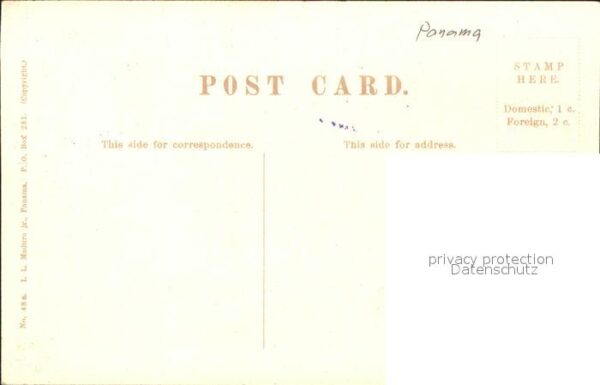 Cristobal Panama Palm Avenue Canal Zone Stempel auf AK – Bild 2