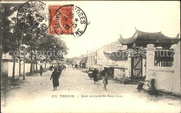 Tonkin Rue unique de Dap Cau Stempel auf AK