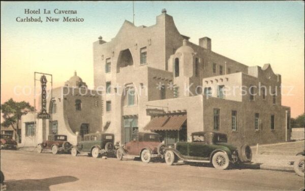 Carlsbad New Mexico Hotel La Caverna hand colored
