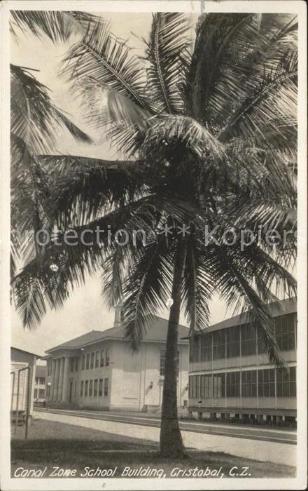 Cristobal Panama Canal Zone School Building Palm Tree