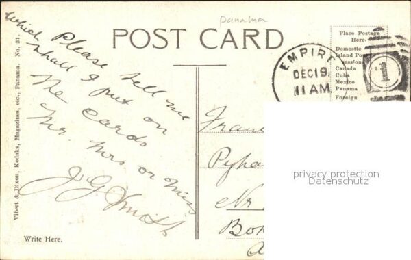 Ancon Panama Hospital Grounds Stempel auf AK – Bild 2