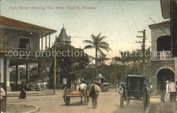 Panama City Panama Main Street showing Sta Anna Church
