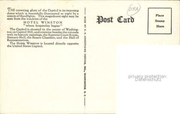 Washington DC Hotel Winston Litho – Bild 2
