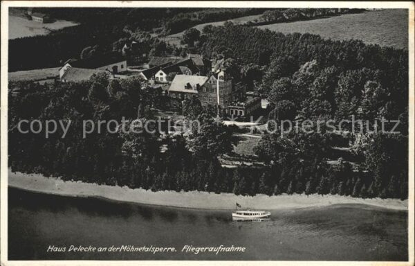 Moehnetalsperre Haus Delecke Fliegeraufnahme