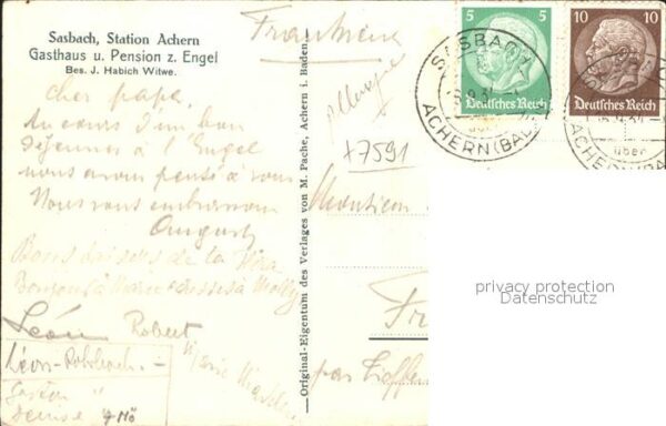 Sasbach Achern Gasthaus Pension zum Engel Habich Witwe – Bild 2