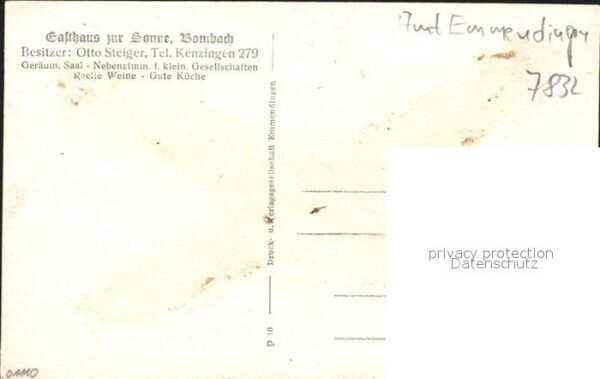 Bombach Gasthaus zur Sonne Otto Steiger – Bild 2