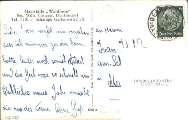 Denkendorf Wuerttemberg Restaurant Waldhorn Wilh. Pfisterer – Bild 2