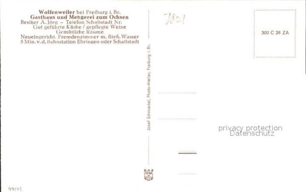 Wolfenweiler Gasthaus Metzgerei zum Ochsen A. Joerg – Bild 2