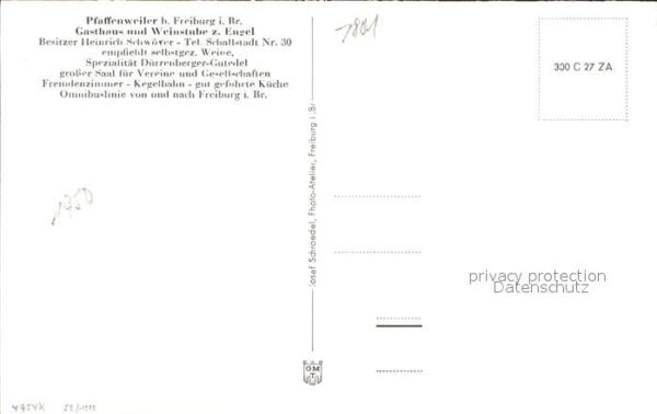 Pfaffenweiler Breisgau Gasthaus Weinstube zum Engel Heinrich Schwoerer – Bild 2