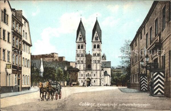 Coblenz Koblenz Kastorkirche Generalkommando Pferdekutsche