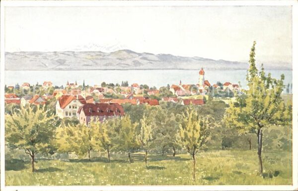 Wasserburg Bodensee Kuenstlerkarte mit Saentis