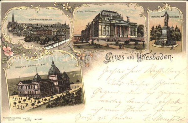 Wiesbaden Kochbrunnenplatz Hoftheater Wilhelm-Denkmal Augusta-Victoria-Bad