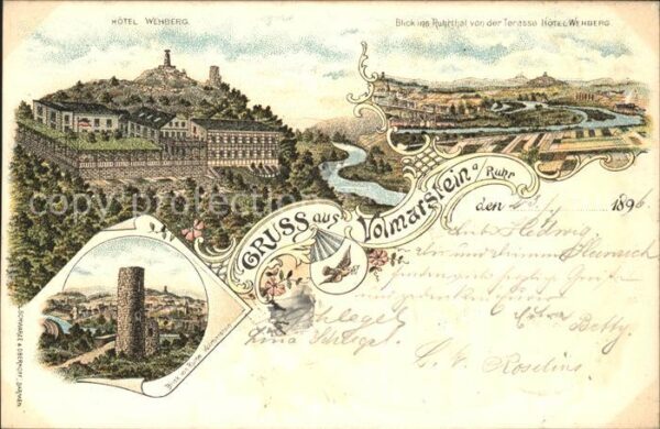 Volmarstein Hotel Wehberg Ruine Litho