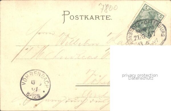 Freiburg Breisgau Schwabentorbruecke Litho Bahnpost – Bild 2
