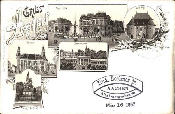 Aachen Kaiserplatz Rathaus Kriegerdenkmal Elisenbrunnen
