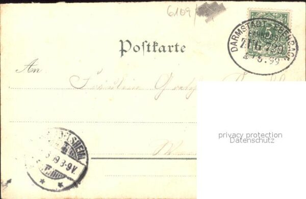 Traisa Darmstadt Restaurant-Pension J. Riedmatter Klipstein Eiche Litho Bahnpost – Bild 2