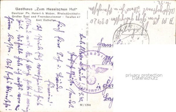 Rheinduerkheim Gasthaus zum Hessischen Hof A.H.-Strasse Rathaus NZ3 – Bild 2
