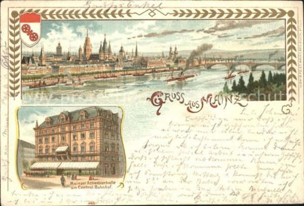 Mainz Rhein Mainzer Aktienbierhalle Litho