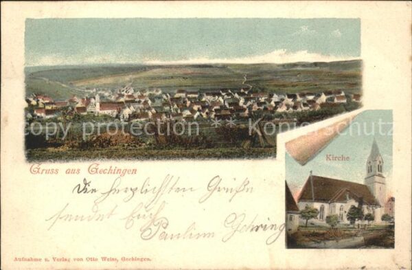 Gechingen Kirche Litho