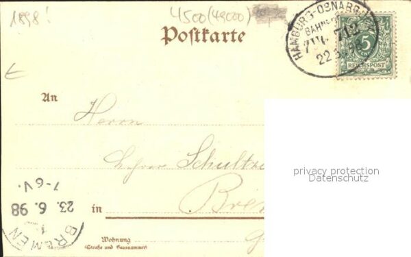 Osnabrueck Holzbrand-Imitation-Postkarte Bahnpost – Bild 2