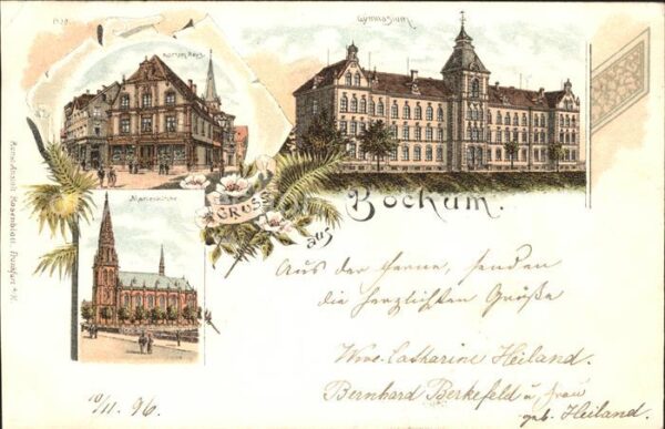 Bochum Gymnasium Kortum Haus Marienkirche Litho