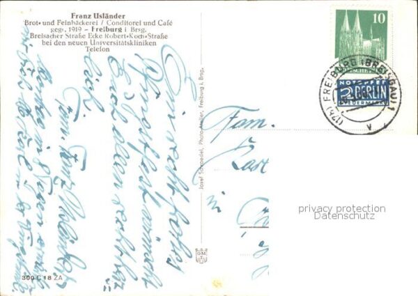 Freiburg Breisgau Brot-Feinbaeckerei Konditorei-Cafe Franz Uslaender – Bild 2