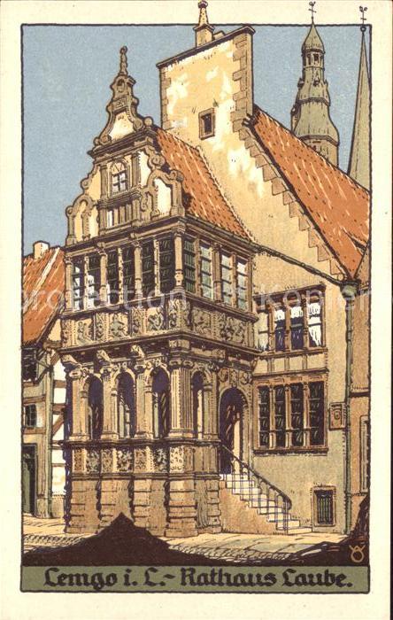 Lemgo Rathaus Laube Aquarell