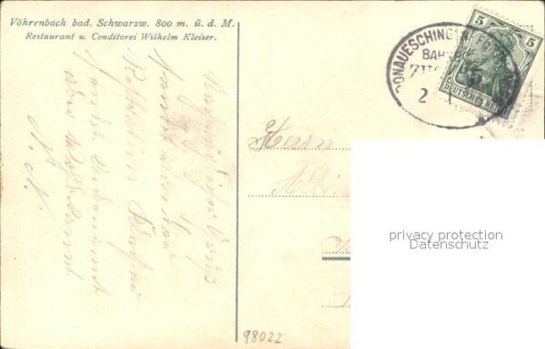 Voehrenbach Restaurant-Konditorei Wilhelm Kleiser Bahnpost – Bild 2