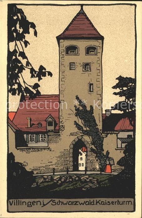 Villingen-Schwenningen Kaiserturm Kuenstler-Steinzeichnung