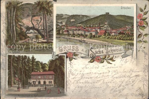 Bad Schandau Restaurant zum Kuhstall Litho