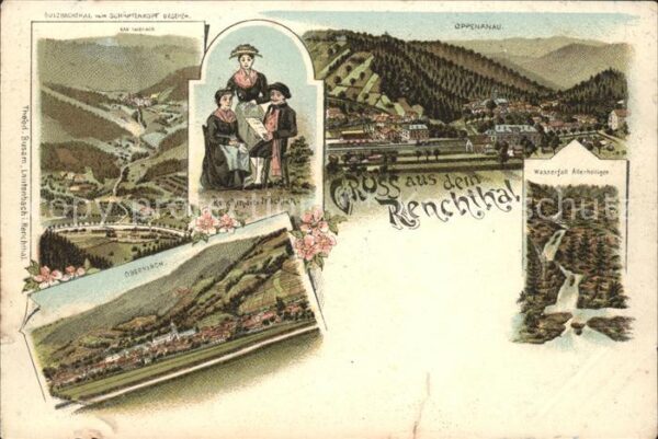 Renchtal Trachten Oppenanau Wasserfall Allerheiligen Litho