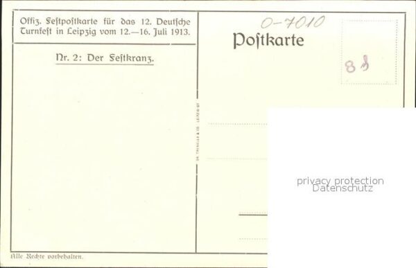 Leipzig 12. Deutsches Turnfest Offizielle Festpostkarte Grafik – Bild 2