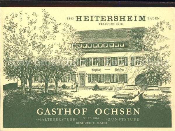 Heitersheim Gasthaus Ochsen Autos Zeichnung Lageplan