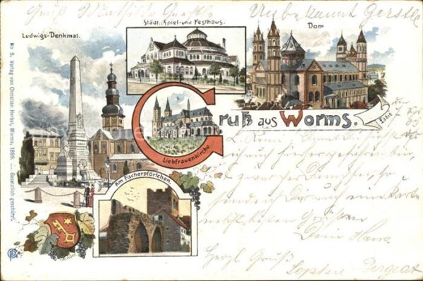 Worms Rhein Ludwigsdenkmal Spielhaus Festhaus Dom Fischerpfoertchen