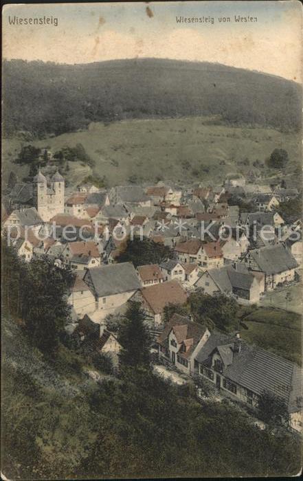 Wiesensteig Ortsansicht mit Kirche Blick von Westen
