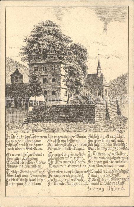 Hirsau Kloster Gedicht Ludwig Uhland Zeichnung Kuenstler J. Luz