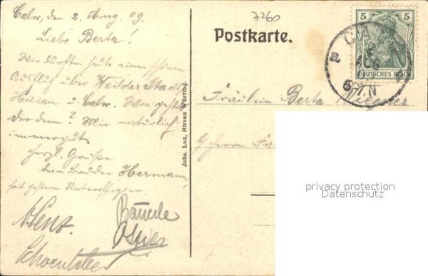 Hirsau Kloster Gedicht Ludwig Uhland Zeichnung Kuenstler J. Luz – Bild 2
