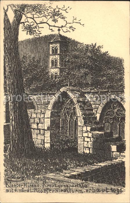 Hirsau Kloster Kreuzgang Kirchturm Zeichnung Kuenstler J. Luz