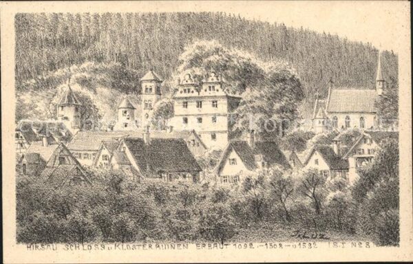 Hirsau Schloss Klosterruinen Steinzeichnung Kuenstler J. Luz