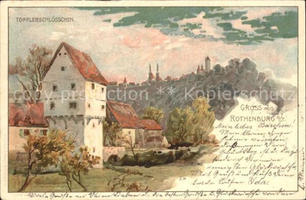 Rothenburg Tauber Topplerschloesschen Kuenstlerkarte