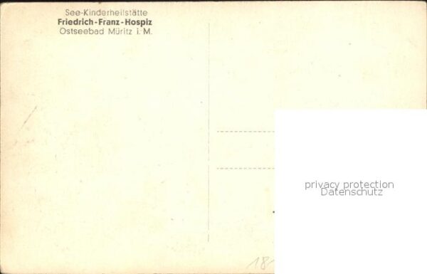 Mueritz See-Kinderheilstaette Friedrich-Franz-Hospiz Haupthaus Strassenseite – Bild 2