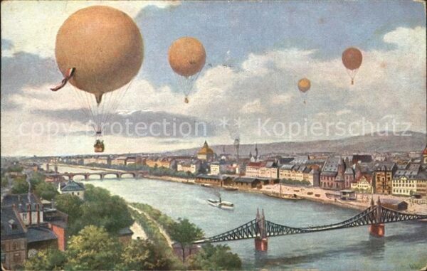 Frankfurt Main Kuenstlerkarte Ballons Bruecke