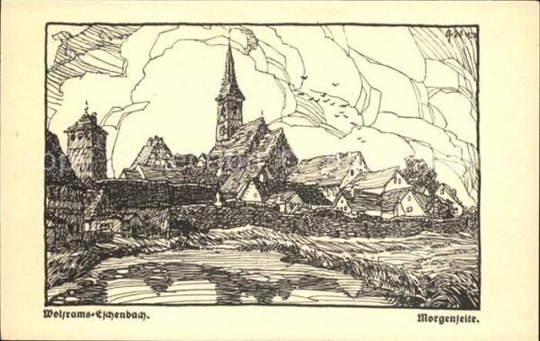 Wolframs-Eschenbach Morgenseite Federzeichnung