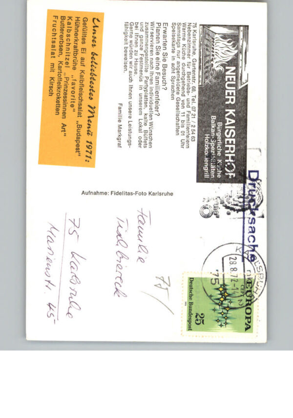 Karlsruhe Baden Gaststaette Neuer Kaiserhof – Bild 2