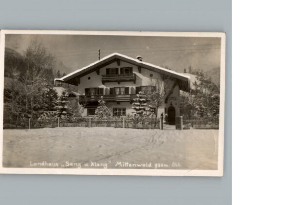 Mittenwald Bayern Winter-Karte Landhaus Sang und Klang