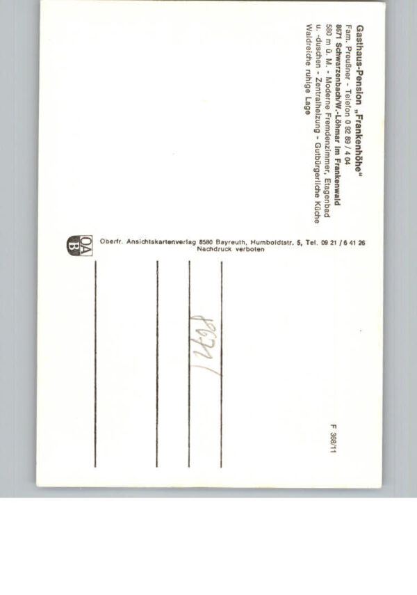 Loehmar Wald Gasthaus Pension Frankenhoehe – Bild 2