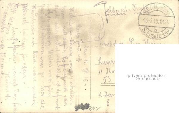Militaria WK1 Im Priesterwald Ersatz-Div. 8 – Bild 2