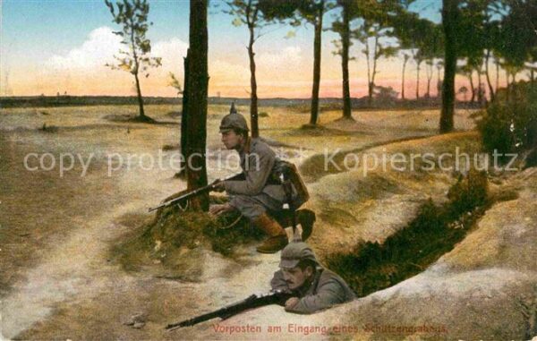 Militaria Schuetzengraben Soldaten mit Gewehr Kuenstlerkarte Serie das Deutsache