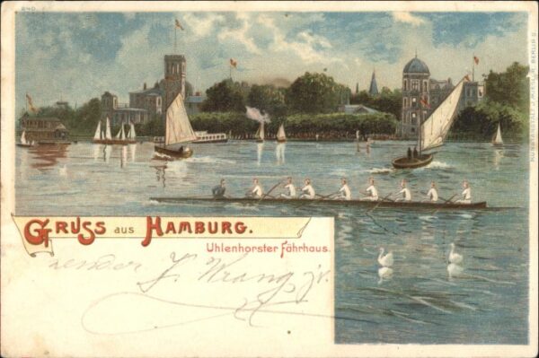 Hamburg Uhlenhorster Faehrhaus Ruderer